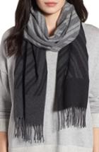 Women's Eileen Fisher Colorblock Stripe Cotton Scarf, Size - Grey