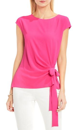 Women's Vince Camuto Mixed Media Tie Front Blouse