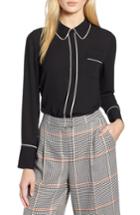 Women's Halogen X Atlantic-pacific Hidden Placket Blouse - Black