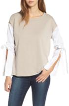 Women's Socialite Tie Sleeve Sweatshirt - Beige