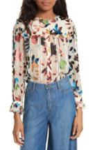 Women's Alice + Olivia Malinda Ruffle Trim Blouse - White