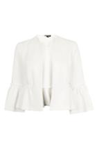 Women's Topshop Frill Sleeve Double Breasted Jacket Us (fits Like 0-2) - Ivory