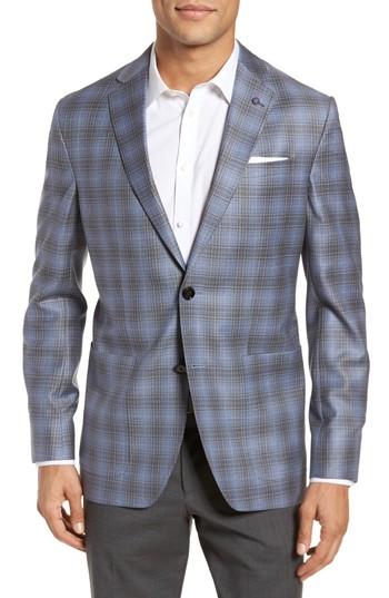 Men's Ted Baker London Kyle Trim Fit Plaid Wool Sport Coat R - Blue