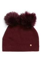 Women's Ted Baker London Double Faux Fur Pom Beanie - Burgundy