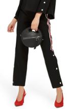 Women's Topshop Side Stripe Popper Trousers Us (fits Like 0) - Black
