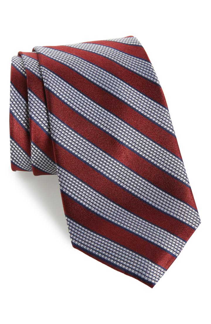 Men's Nordstrom Men's Shop Fierro Stripe Silk Tie, Size - Red