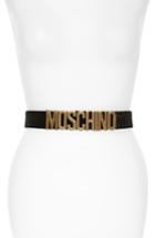 Women's Moschino Logo Velvet Belt - Black With Gold