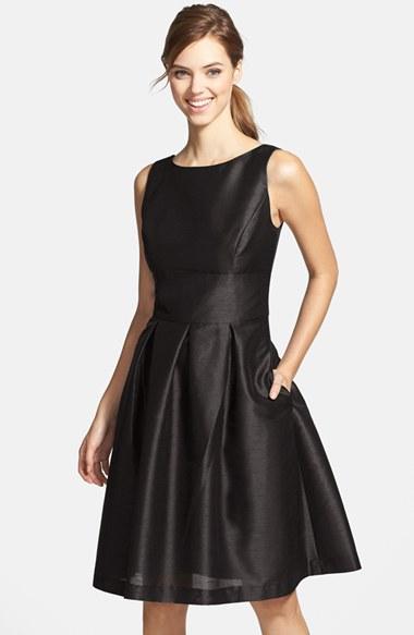 Women's Alfred Sung Dupioni Fit & Flare Dress - Black