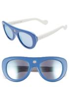 Women's Moncler 51mm Shield Sunglasses - Blue/ Ivory/ Violet Mirror