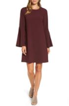 Women's Halogen Bow Back Flare Sleeve Dress, Size - Burgundy