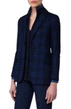 Women's Akris Check Silk & Cotton Jacket - Blue