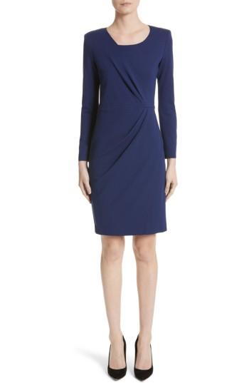 Women's Armani Collezioni Side Gather Milano Jersey Dress Us / 40 It - Blue
