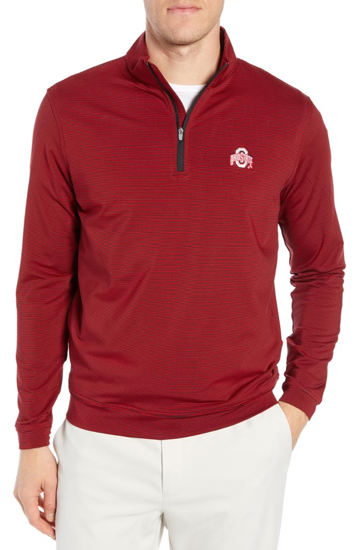 Men's Peter Millar Perth Mini Stripe Half Zip Sweatshirt - Red