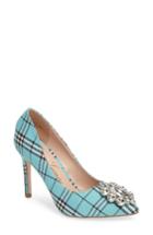 Women's Lauren Lorraine Giselle Embellished Plaid Pump .5 M - Blue/green
