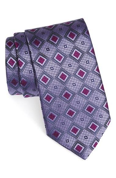 Men's Ermenegildo Zegna Medallion Woven Silk Tie, Size - Purple