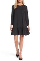 Petite Women's Halogen Button Back Ruffle Hem Dress P - Black