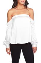Women's 1.state Off The Shoulder Satin Top, Size - White