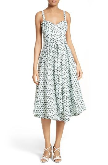 Women's Milly Bambino Palm Print Midi Dress - Blue