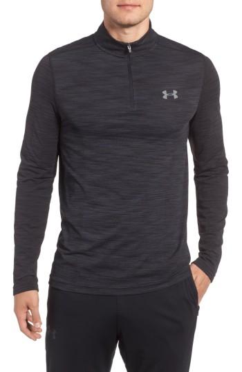 Men's Under Armour Threadborne Seamless Quarter Zip Pullover, Size - Black