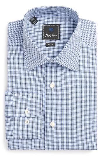 Men's David Donahue Trim Fit Houndstooth Dress Shirt .5 32/33 - Blue
