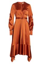 Women's Jonathan Simkhai Ruched Sleeve Satin Midi Dress