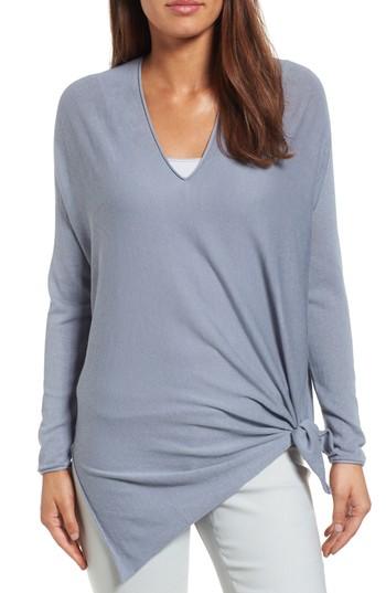 Petite Women's Nic+zoe Essential Side Tie Top P - Blue