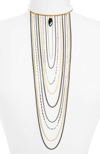 Women's Nakamol Design Long Loop Multi Chain Choker Necklace