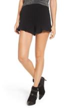 Women's Ruffle Hem Shorts - Black