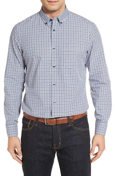Men's Nordstrom Men's Shop Trim Fit Plaid Sport Shirt - Blue