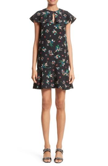 Women's Red Valentino Wallpaper Floral Print Silk Dress Us / 40 It - Black
