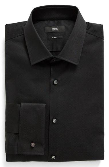 Men's Boss Trim Fit Solid French Cuff Tuxedo Shirt