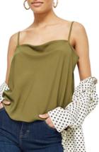 Women's Topshop Cowl Neck Camisole Us (fits Like 0-2) - Green