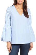 Women's Halogen V-neck Blouson Sleeve Top - Blue