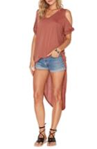 Women's L Space Mays High/low Cover-up Tee - Orange