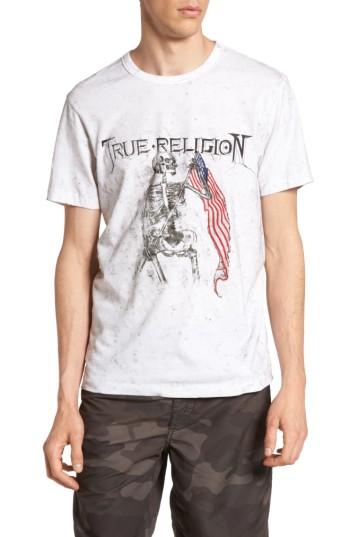 Men's True Religion Brand Jeans 4th Flag Embroidered Graphic T-shirt, Size - White