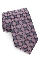 Men's Ermenegildo Zegna Microfloral Medallion Silk Tie, Size - Pink