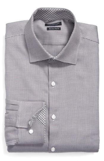 Men's Tailorbyrd Edgard Trim Fit Non-iron Print Dress Shirt - 34/35 - Grey