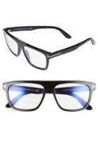 Women's Tom Ford Cecilio 57mm Blue Block Optical Glasses - Shiny Black