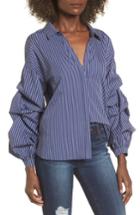 Women's Astr The Label Ruffle Sleeve Shirt - Blue