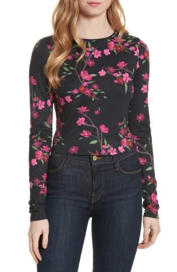 Women's Alice + Olivia Delaina Long Sleeve Crewneck Crop Top