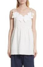 Women's See By Chloe Floral Applique Peplum Top Us / 34 Fr - White