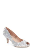 Women's Lauren Lorraine 'belinda' Crystal Embellished Peep Toe Pump M - Metallic