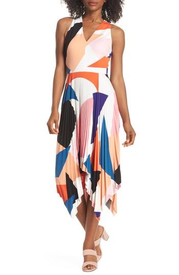 Women's Maggy London Print Handkerchief Hem Midi Dress - Pink