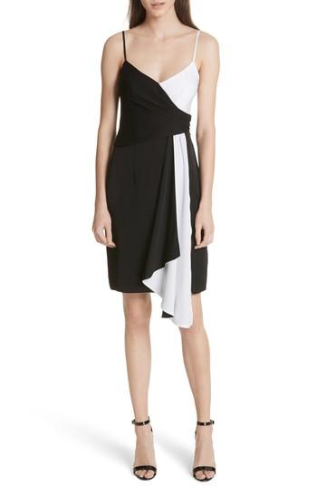 Women's Milly Cindy Two-tone Stretch Silk Dress - Black