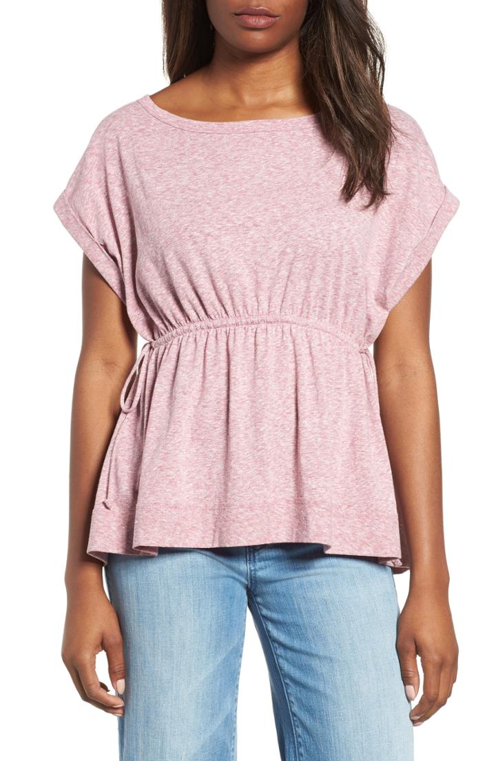 Women's Caslon Tie Waist Peplum Tee - Purple