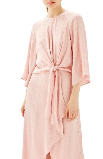 Women's Topshop Knot Front Midi Dress Us (fits Like 0) - Beige