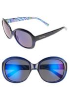 Women's Lilly Pulitzer Magnolia 57mm Polarized Round Sunglasses - Navy