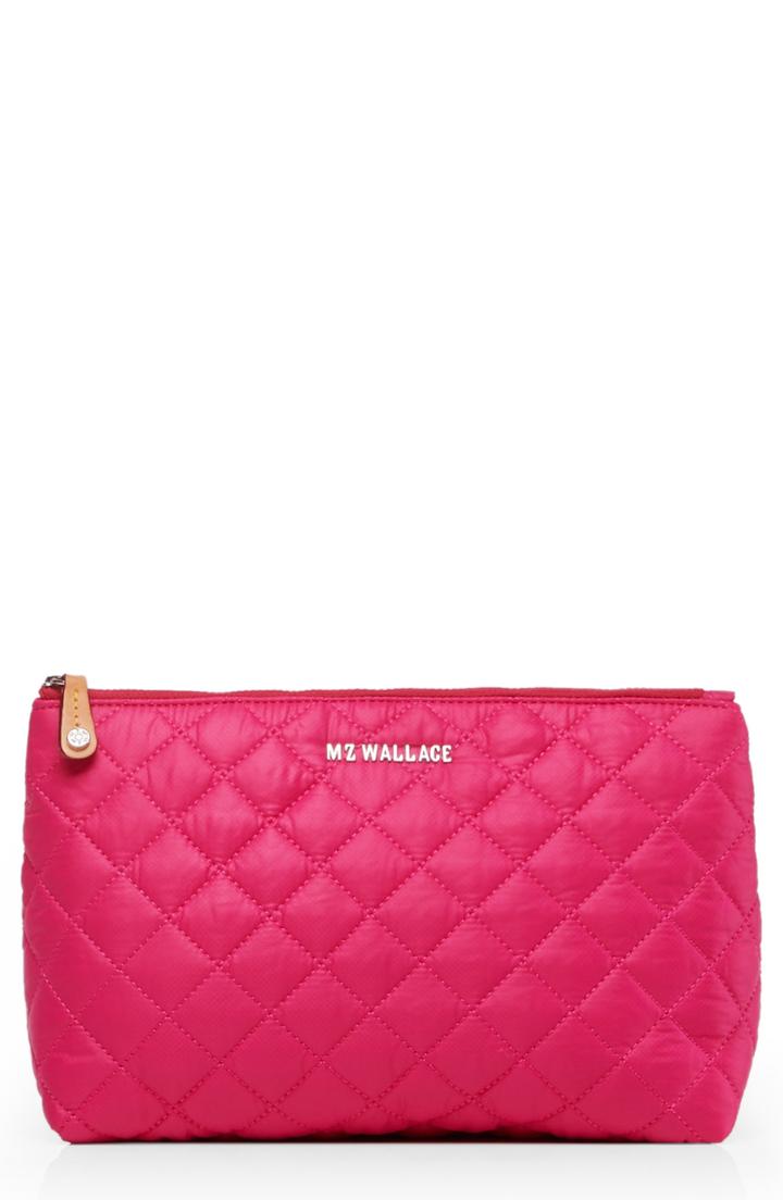 Mz Wallace Zoey Quilted Nylon Cosmetics Case, Size - Dragon Fruit