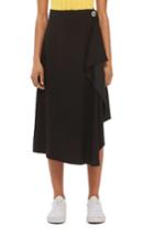 Women's Topshop Boutique Waterfall Midi Skirt Us (fits Like 0) - Black