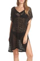 Women's Echo Pointelle Cover-up Caftan, Size - Black